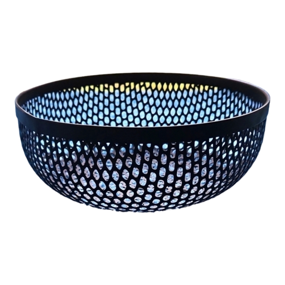 Vintage Perforated Enameled Metal Bowl